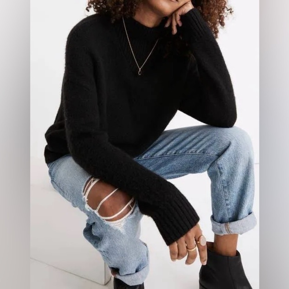 NWOT Madewell Dillon Mockneck Pullover Black Sweater Size XS - Picture 2 of 10